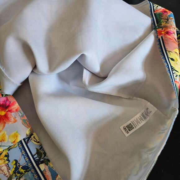 ASOS Tropical Multi Print Dress Scuba Open Back Fit Flare Tomato Girl Women 4 - Picture 11 of 14